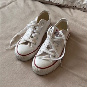 White Canvas Sneakers with Red Accents